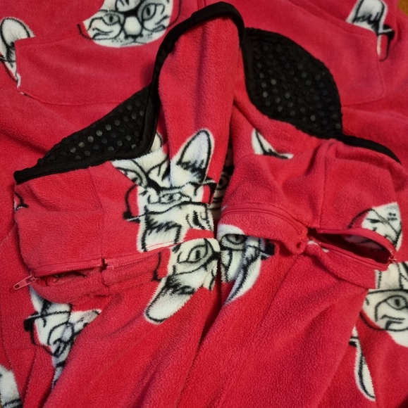 Kozies Fuschia Pink Ladues Footed Cat Fleece Onsie - Picture 10 of 13